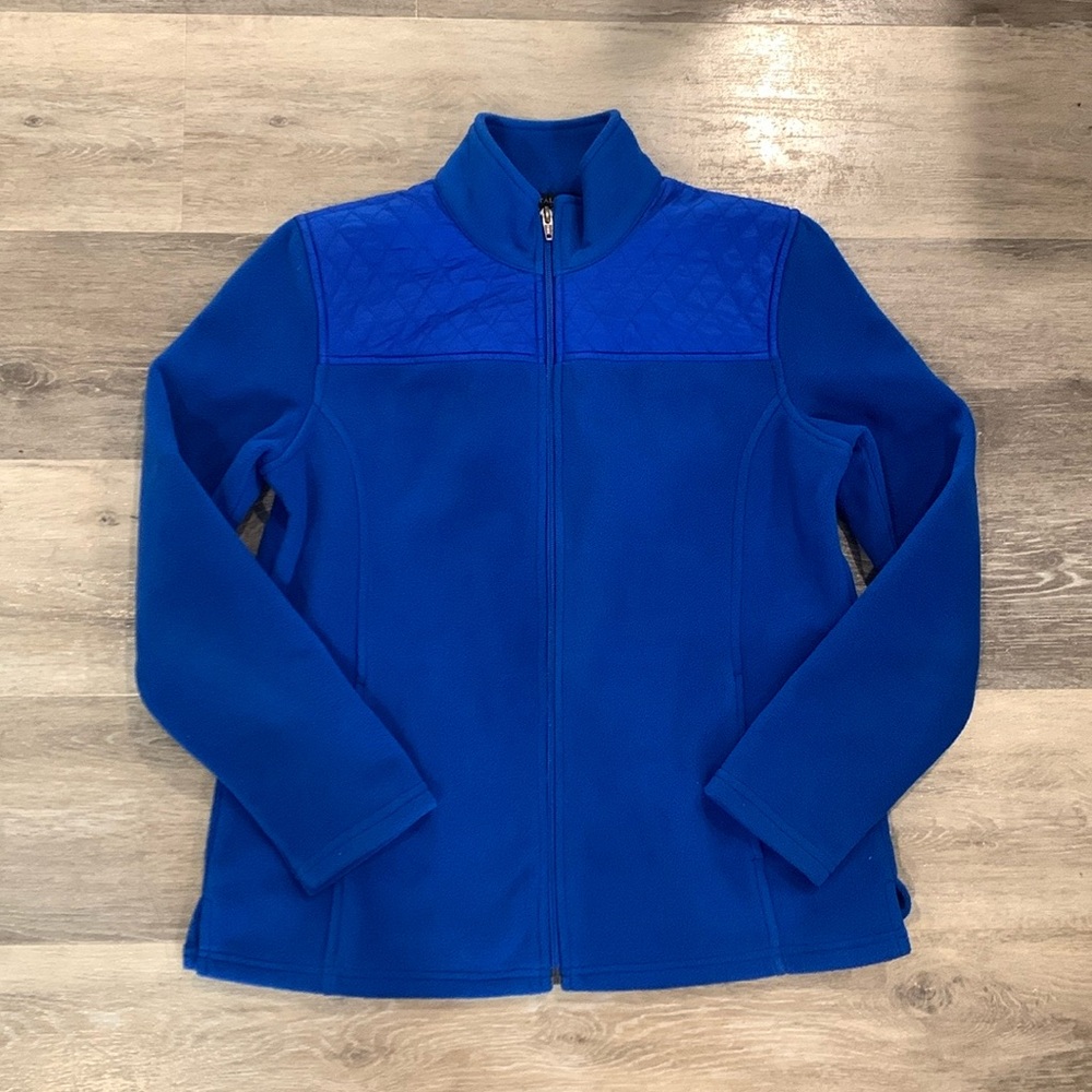Talbots cobalt blue fleece jacket petite small